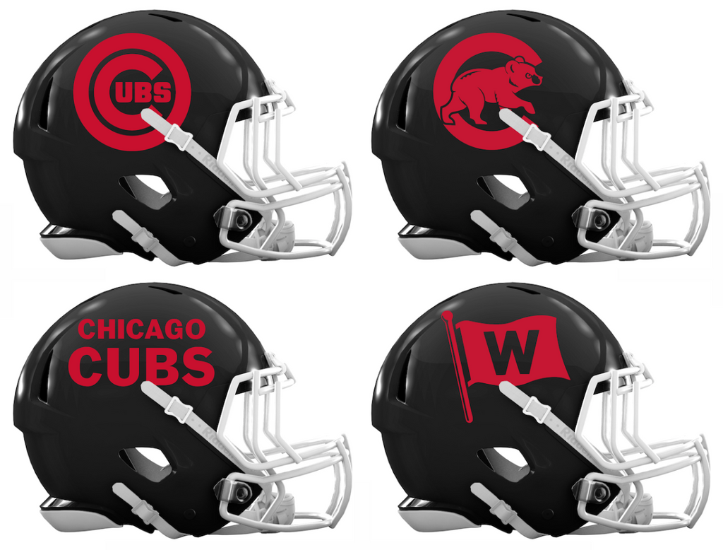 Chicago Cubs Custom Concept Black Mini Riddell Speed Football Helmet