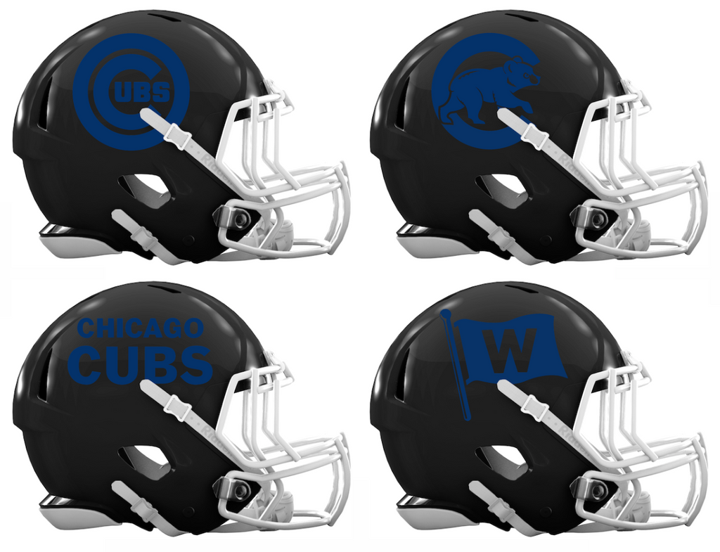 Chicago Cubs Custom Concept Black Mini Riddell Speed Football Helmet