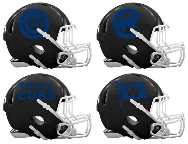 Chicago Cubs Custom Concept Black Mini Riddell Speed Football Helmet - SportsJewelryProShop