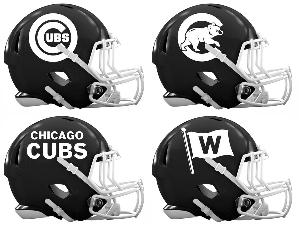 Chicago Cubs Custom Concept Black Mini Riddell Speed Football Helmet - SportsJewelryProShop