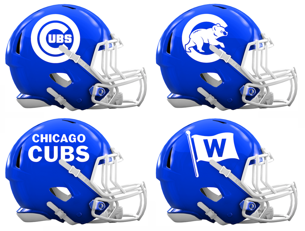 Chicago Cubs Custom Concept Royal Blue Mini Riddell Speed Football Helmet - SportsJewelryProShop