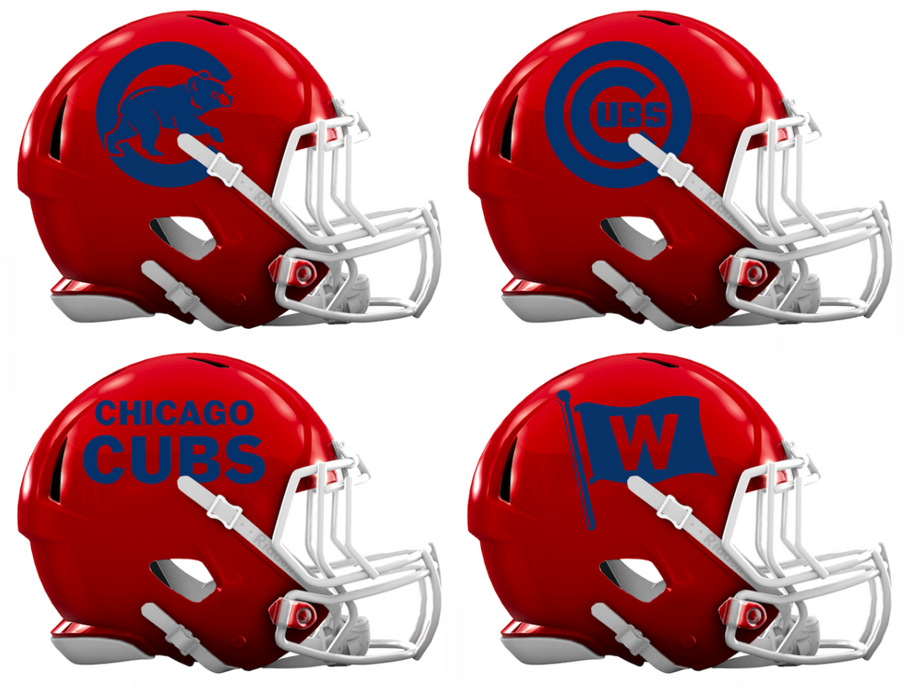 Chicago Cubs Custom Concept Red Mini Riddell Speed Football Helmet