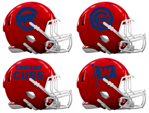 Chicago Cubs Custom Concept Red Mini Riddell Speed Football Helmet