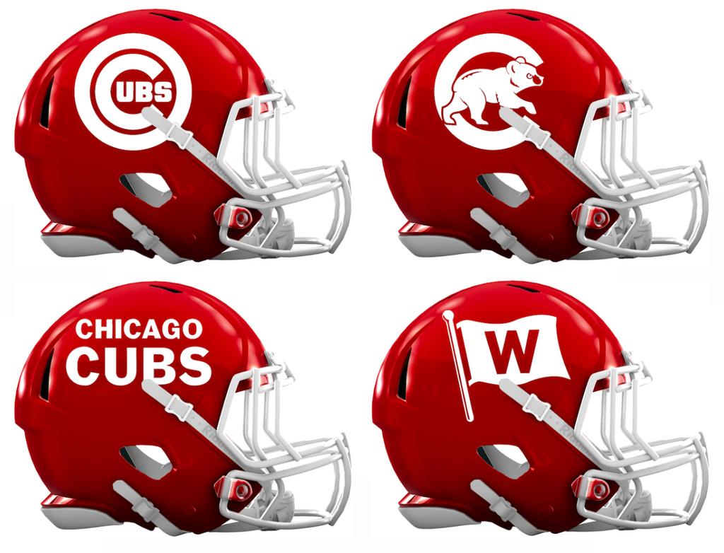 Chicago Cubs Custom Concept Red Mini Riddell Speed Football Helmet