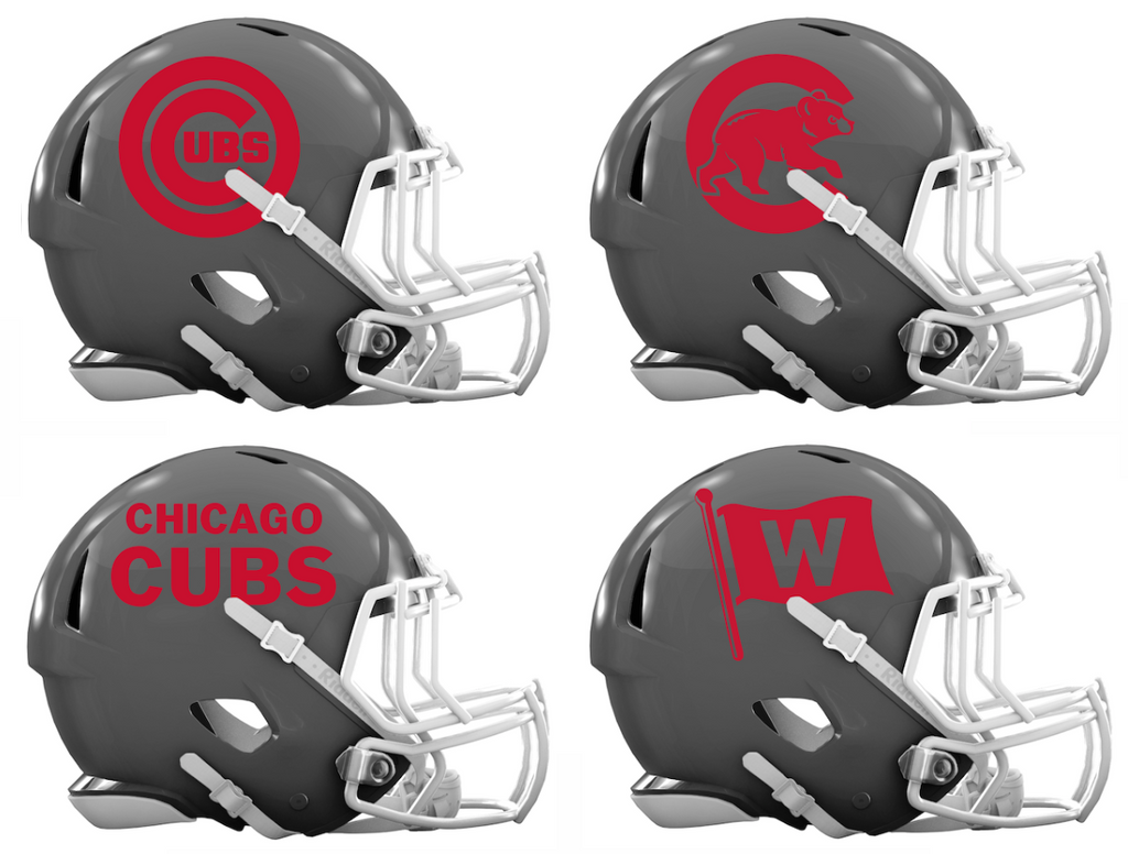 Chicago Cubs Custom Concept Gray Mini Riddell Speed Football Helmet - SportsJewelryProShop