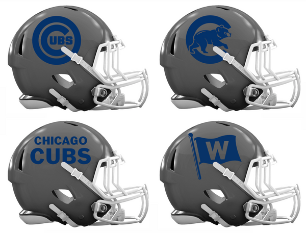 Chicago Cubs Custom Concept Gray Mini Riddell Speed Football Helmet - SportsJewelryProShop