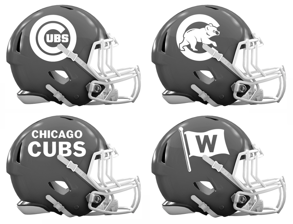 Chicago Cubs Custom Concept Gray Mini Riddell Speed Football Helmet - SportsJewelryProShop