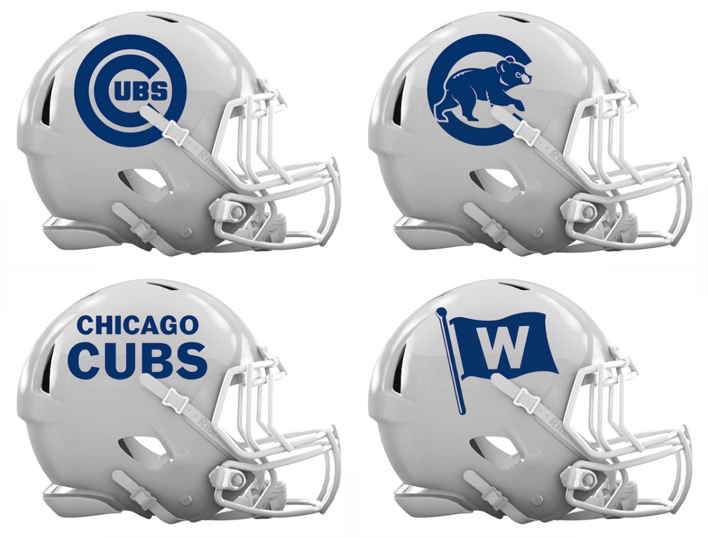Chicago Cubs Custom Concept White Mini Riddell Speed Football Helmet