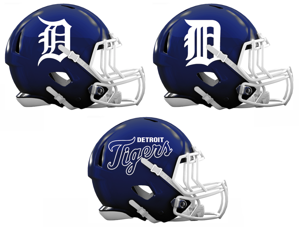 Detroit Tigers Custom Concept Navy Blue Mini Riddell Speed Football Helmet - SportsJewelryProShop
