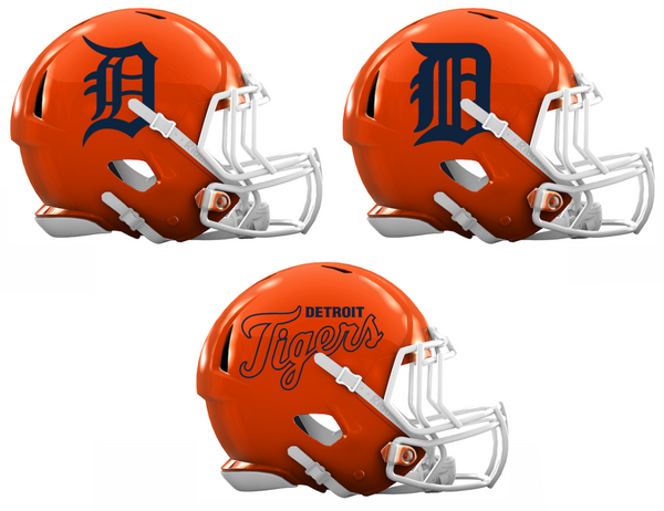 Detroit Tigers Custom Concept Orange Mini Riddell Speed Football Helmet - SportsJewelryProShop