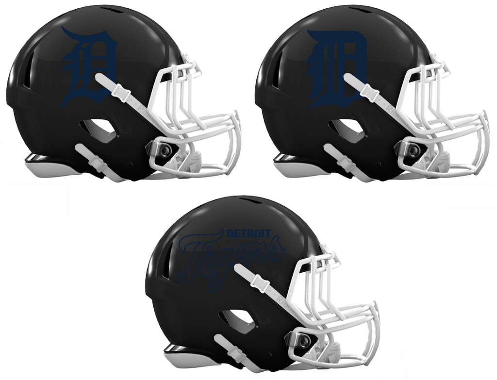Detroit Tigers Custom Concept Black Mini Riddell Speed Football Helmet - SportsJewelryProShop