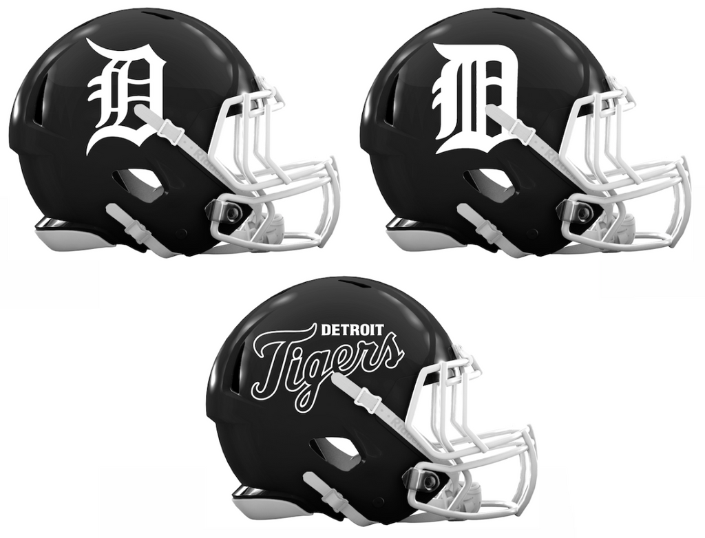 Detroit Tigers Custom Concept Black Mini Riddell Speed Football Helmet