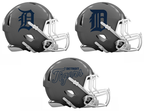 Detroit Tigers Custom Concept Gray Mini Riddell Speed Football Helmet - SportsJewelryProShop