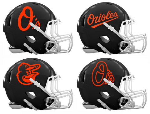 Baltimore Orioles Custom Concept Black Mini Riddell Speed Football Helmet - SportsJewelryProShop