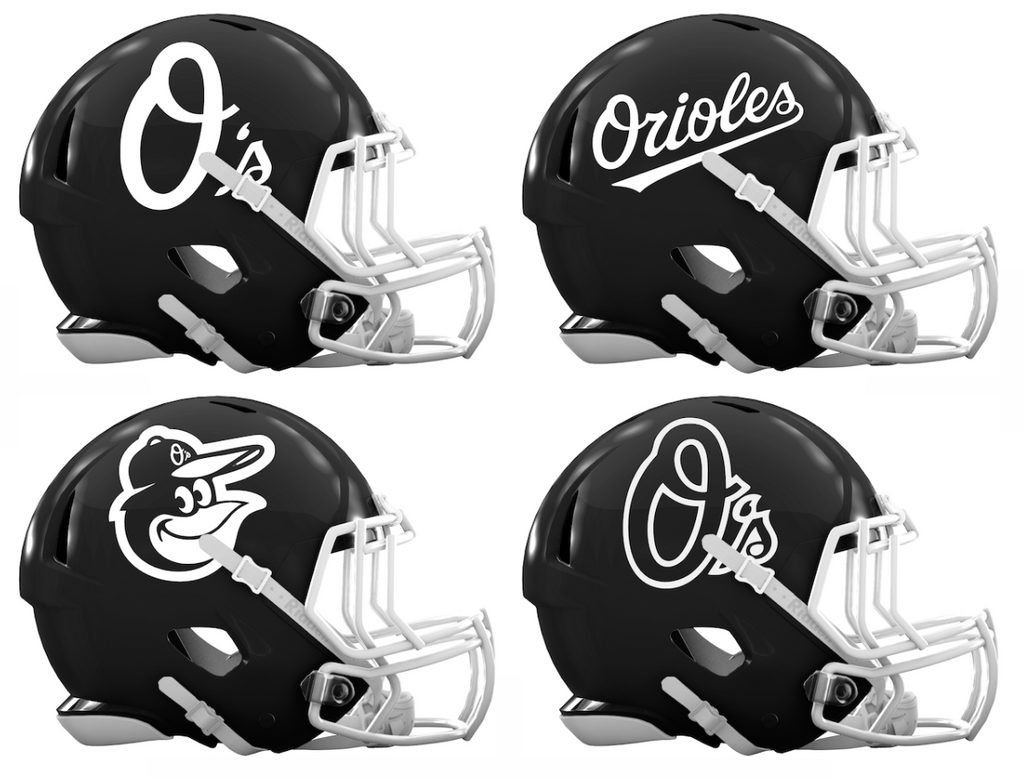 Baltimore Orioles Custom Concept Black Mini Riddell Speed Football Helmet - SportsJewelryProShop