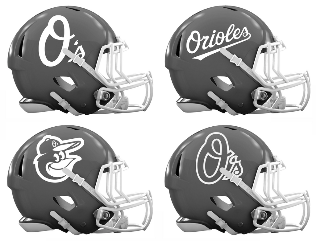 Baltimore Orioles Custom Concept Gray Mini Riddell Speed Football Helmet - SportsJewelryProShop