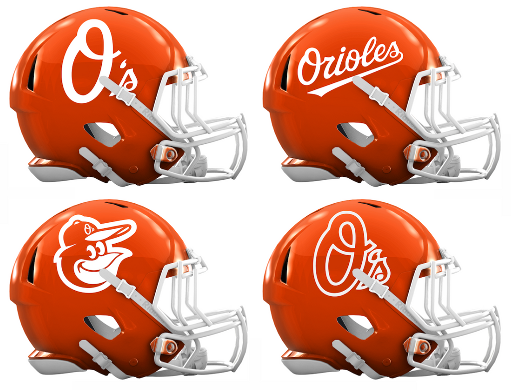 Baltimore Orioles Custom Concept Orange Mini Riddell Speed Football Helmet - SportsJewelryProShop