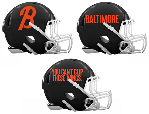 Baltimore Orioles City Connect Custom Concept Black Mini Riddell Speed Football Helmet - SportsJewelryProShop