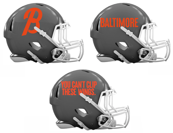 Baltimore Orioles City Connect Custom Concept Gray Mini Riddell Speed Football Helmet - SportsJewelryProShop