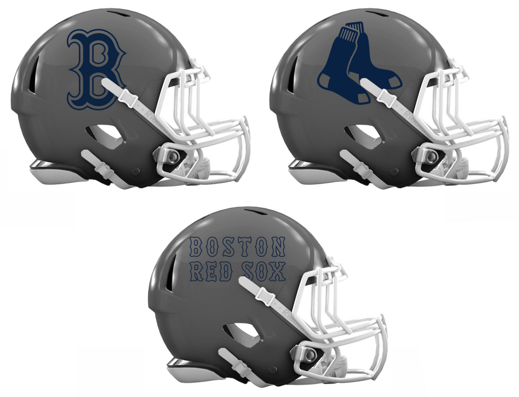 Boston Red Sox Custom Concept Gray Mini Riddell Speed Football Helmet - SportsJewelryProShop