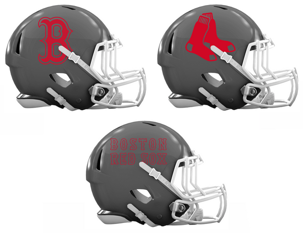 Boston Red Sox Custom Concept Gray Mini Riddell Speed Football Helmet - SportsJewelryProShop