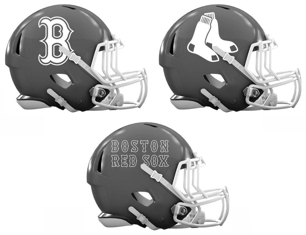 Boston Red Sox Custom Concept Gray Mini Riddell Speed Football Helmet - SportsJewelryProShop