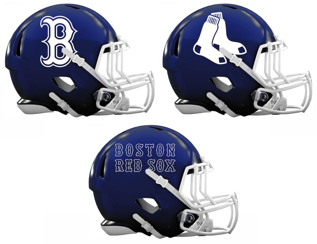 Boston Red Sox Custom Concept Navy Blue Mini Riddell Speed Football Helmet - SportsJewelryProShop