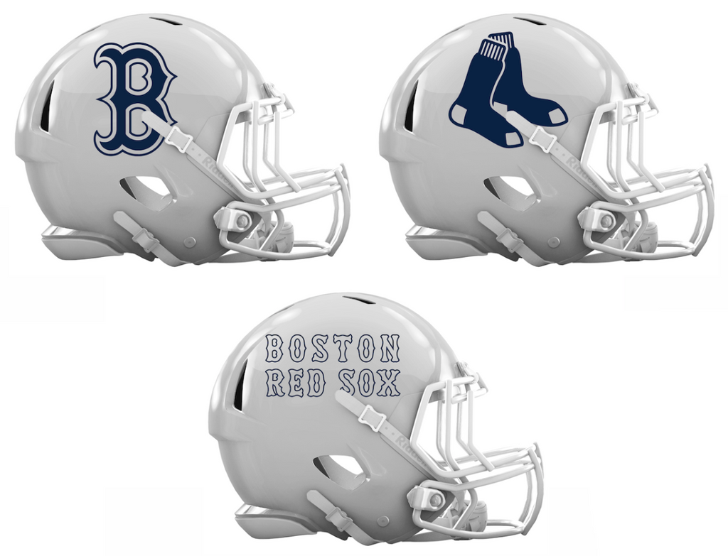 Boston Red Sox Custom Concept White Mini Riddell Speed Football Helmet - SportsJewelryProShop