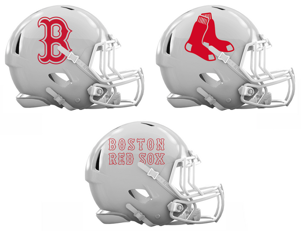 Boston Red Sox Custom Concept White Mini Riddell Speed Football Helmet - SportsJewelryProShop
