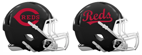 Cincinnati Reds Custom Concept Black Mini Riddell Speed Football Helmet - SportsJewelryProShop