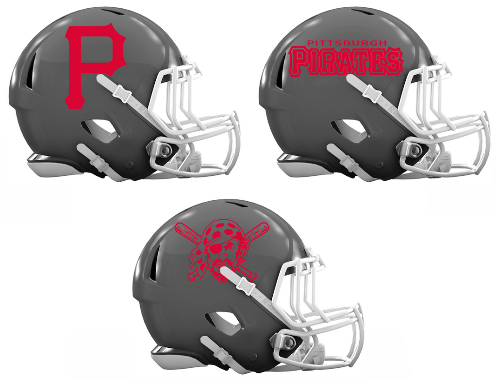 Pittsburgh Pirates Custom Concept Gray Mini Riddell Speed Football Helmet - SportsJewelryProShop
