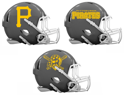 Pittsburgh Pirates Custom Concept Gray Mini Riddell Speed Football Helmet - SportsJewelryProShop