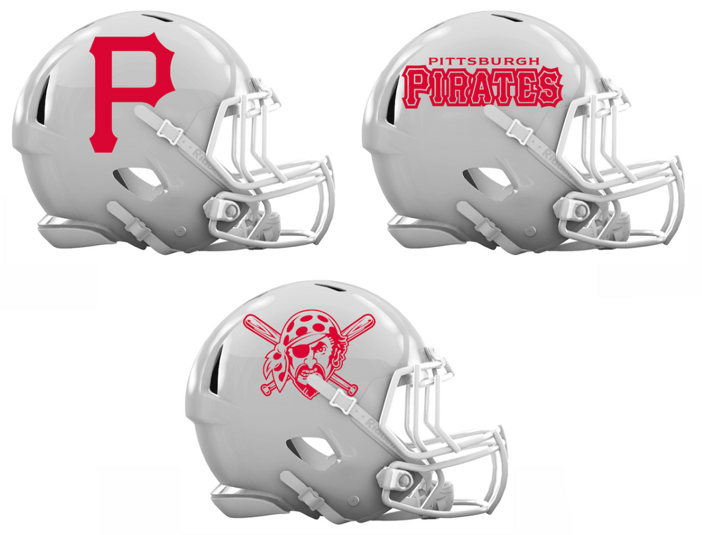 Pittsburgh Pirates Custom Concept White Mini Riddell Speed Football Helmet - SportsJewelryProShop