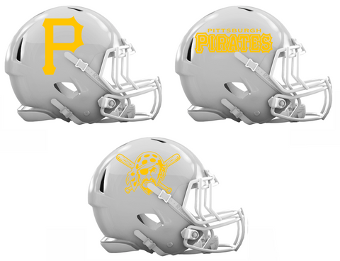 Pittsburgh Pirates Custom Concept White Mini Riddell Speed Football Helmet - SportsJewelryProShop
