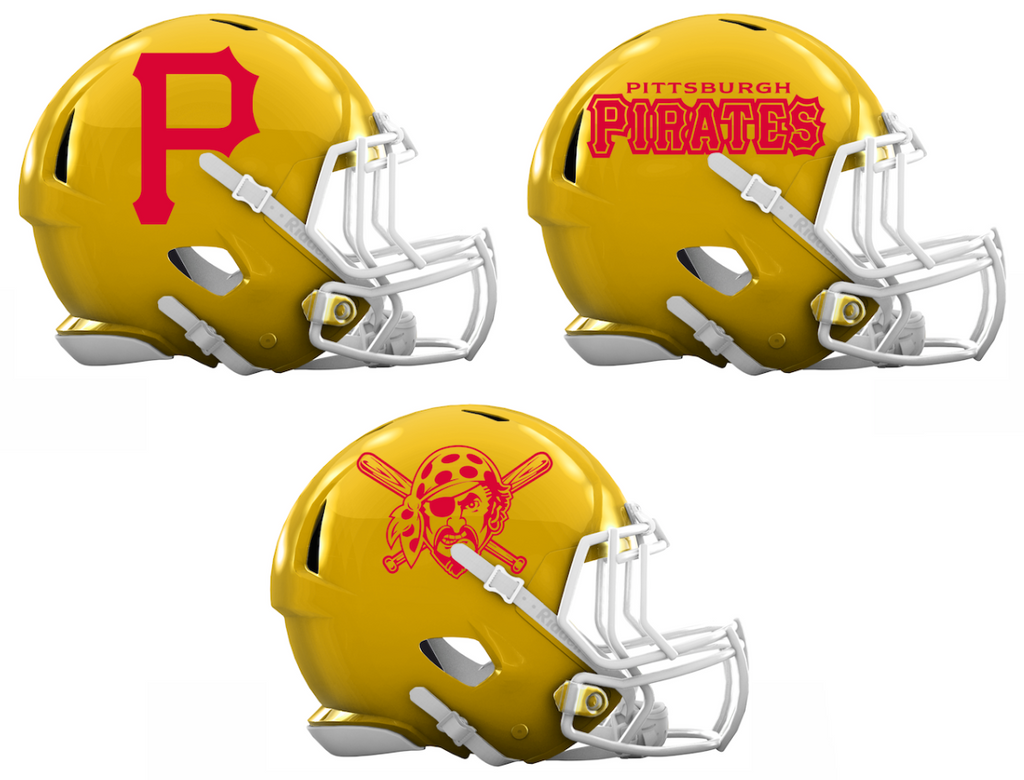 Pittsburgh Pirates Custom Concept Yellow Mini Riddell Speed Football Helmet - SportsJewelryProShop