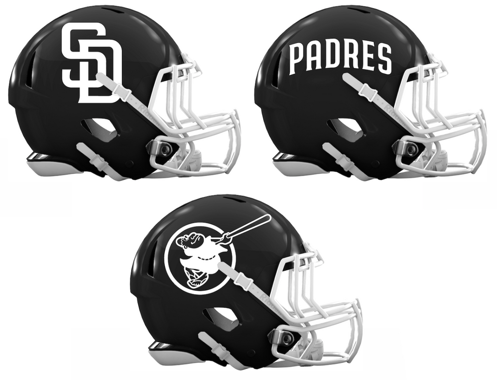 San Diego Padres Custom Concept Black Mini Riddell Speed Football Helmet - SportsJewelryProShop