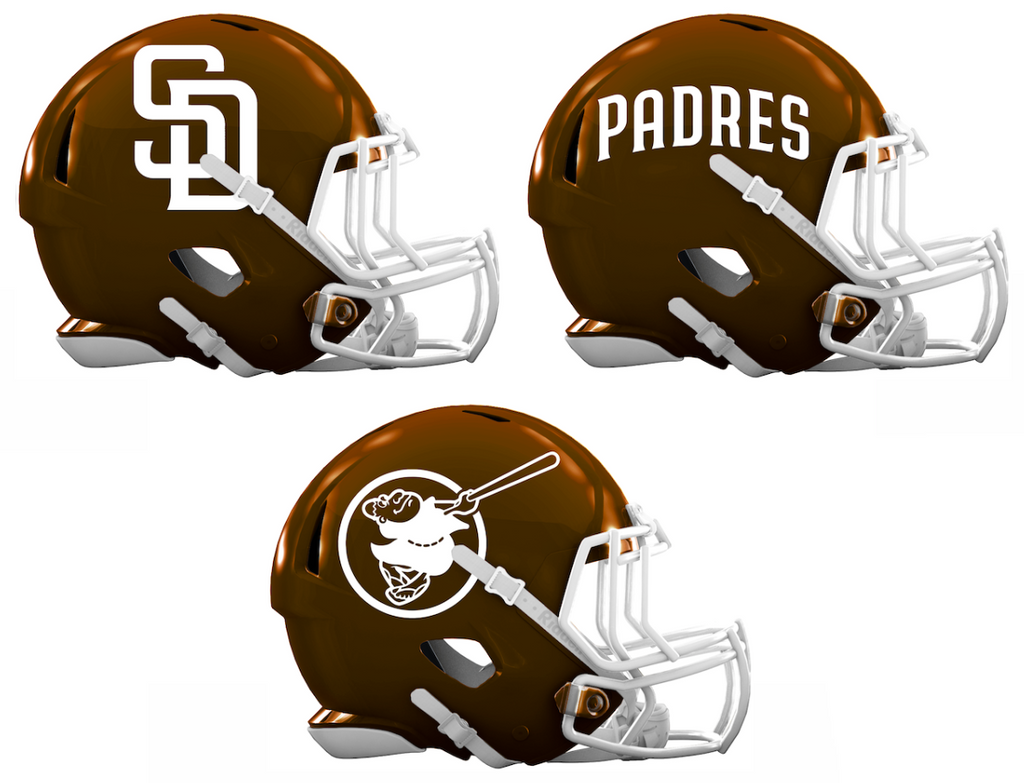 San Diego Padres Custom Concept Brown Mini Riddell Speed Football Helmet - SportsJewelryProShop