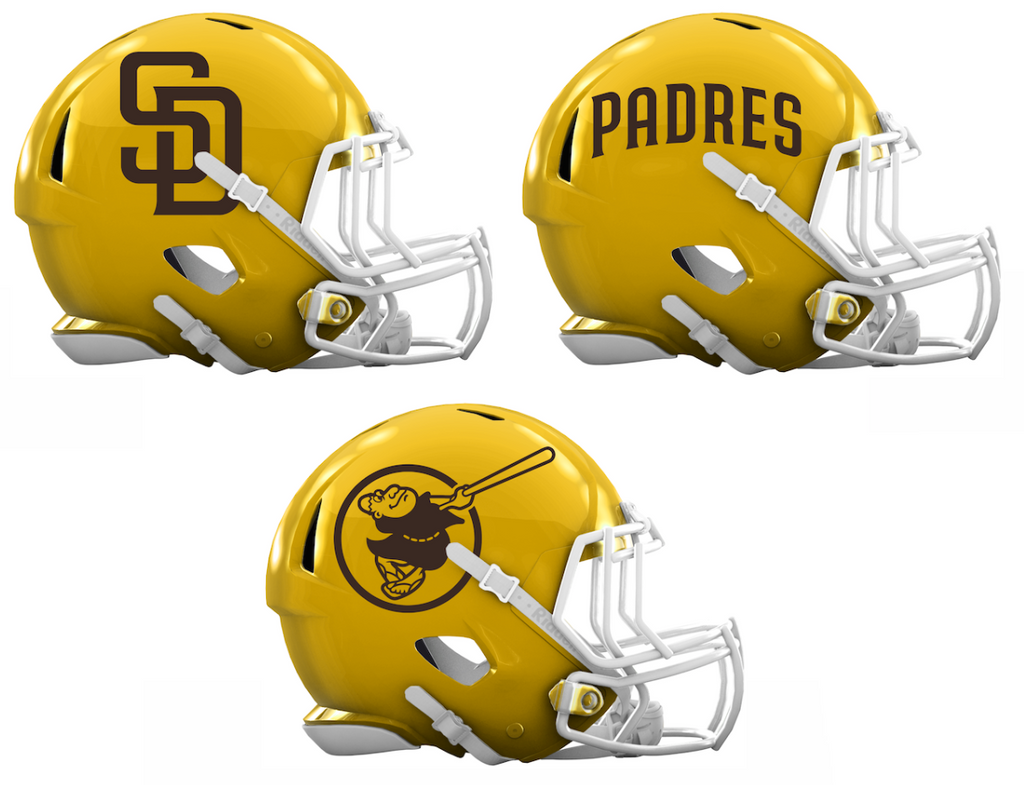 San Diego Padres Custom Concept Yellow Mini Riddell Speed Football Helmet - SportsJewelryProShop