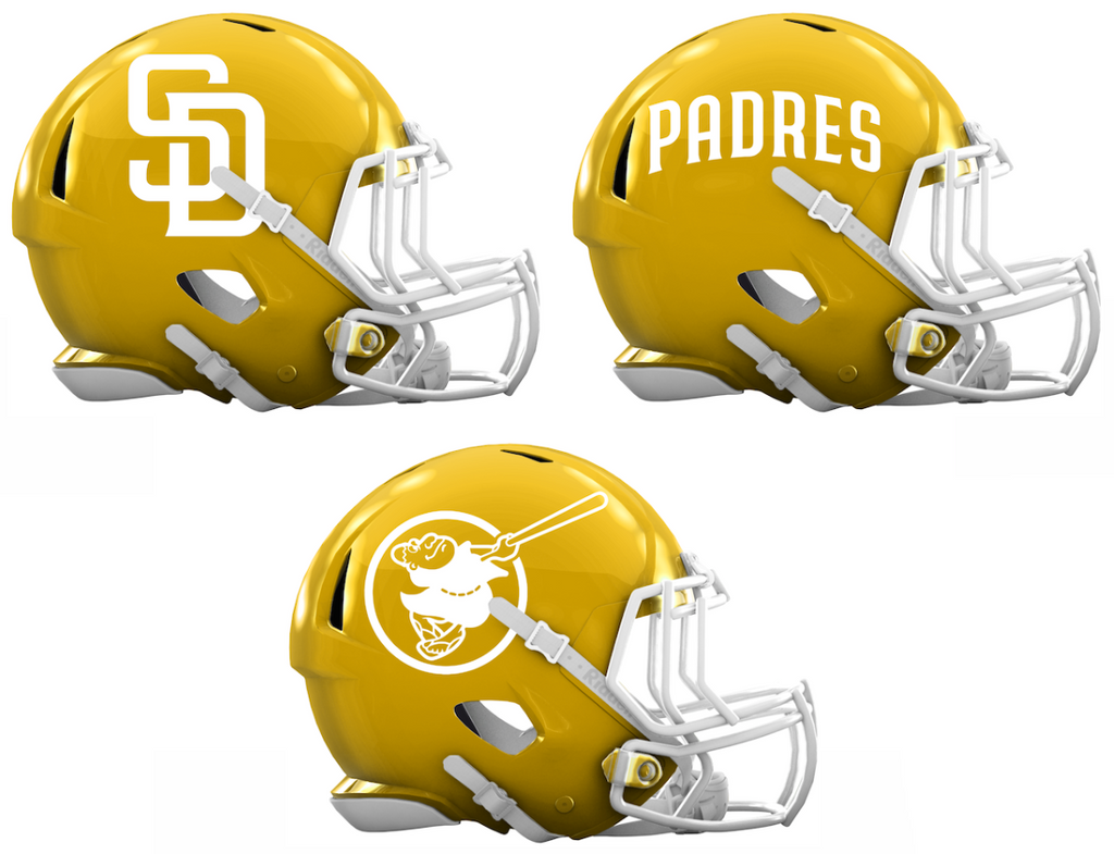 San Diego Padres Custom Concept Yellow Mini Riddell Speed Football Helmet - SportsJewelryProShop