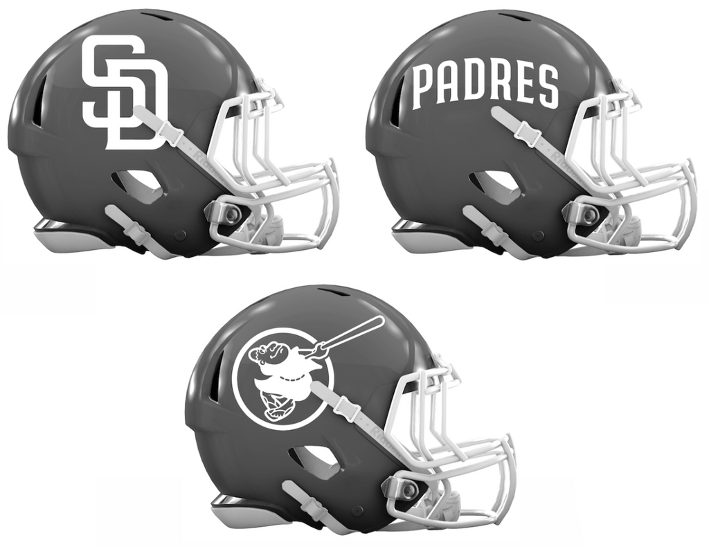 San Diego Padres Custom Concept Gray Mini Riddell Speed Football Helmet - SportsJewelryProShop