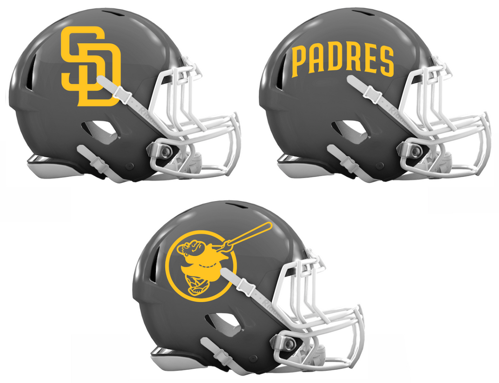 San Diego Padres Custom Concept Gray Mini Riddell Speed Football Helmet - SportsJewelryProShop