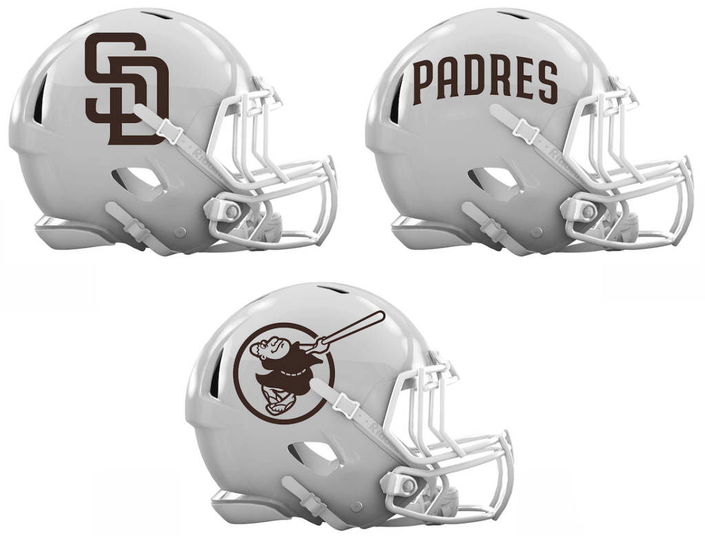 San Diego Padres Custom Concept White Mini Riddell Speed Football Helmet - SportsJewelryProShop