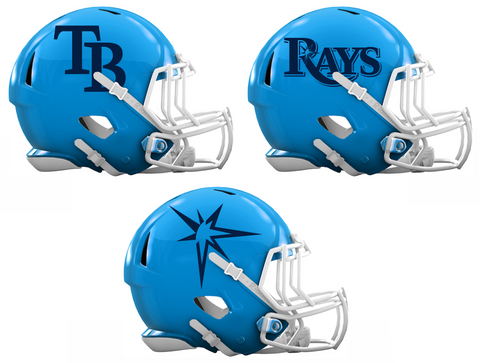 Tampa Bay Rays Custom Concept Light Blue Mini Riddell Speed Football Helmet - SportsJewelryProShop