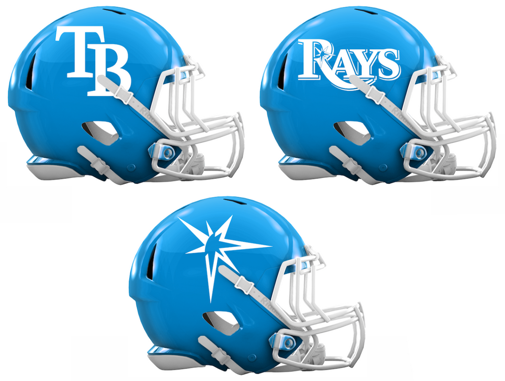 Tampa Bay Rays Custom Concept Light Blue Mini Riddell Speed Football Helmet - SportsJewelryProShop