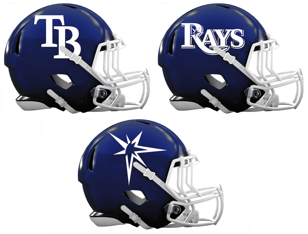 Tampa Bay Rays Custom Concept Navy Blue Mini Riddell Speed Football Helmet - SportsJewelryProShop