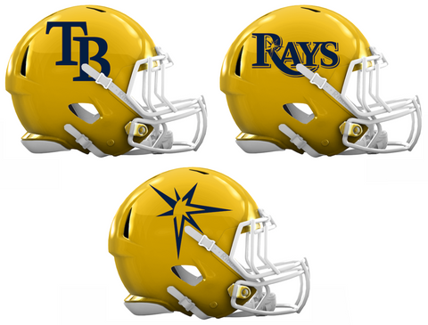 Tampa Bay Rays Custom Concept Yellow Mini Riddell Speed Football Helmet - SportsJewelryProShop