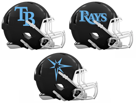 Tampa Bay Rays Custom Concept Black Mini Riddell Speed Football Helmet - SportsJewelryProShop