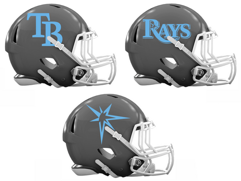Tampa Bay Rays Custom Concept Gray Mini Riddell Speed Football Helmet - SportsJewelryProShop