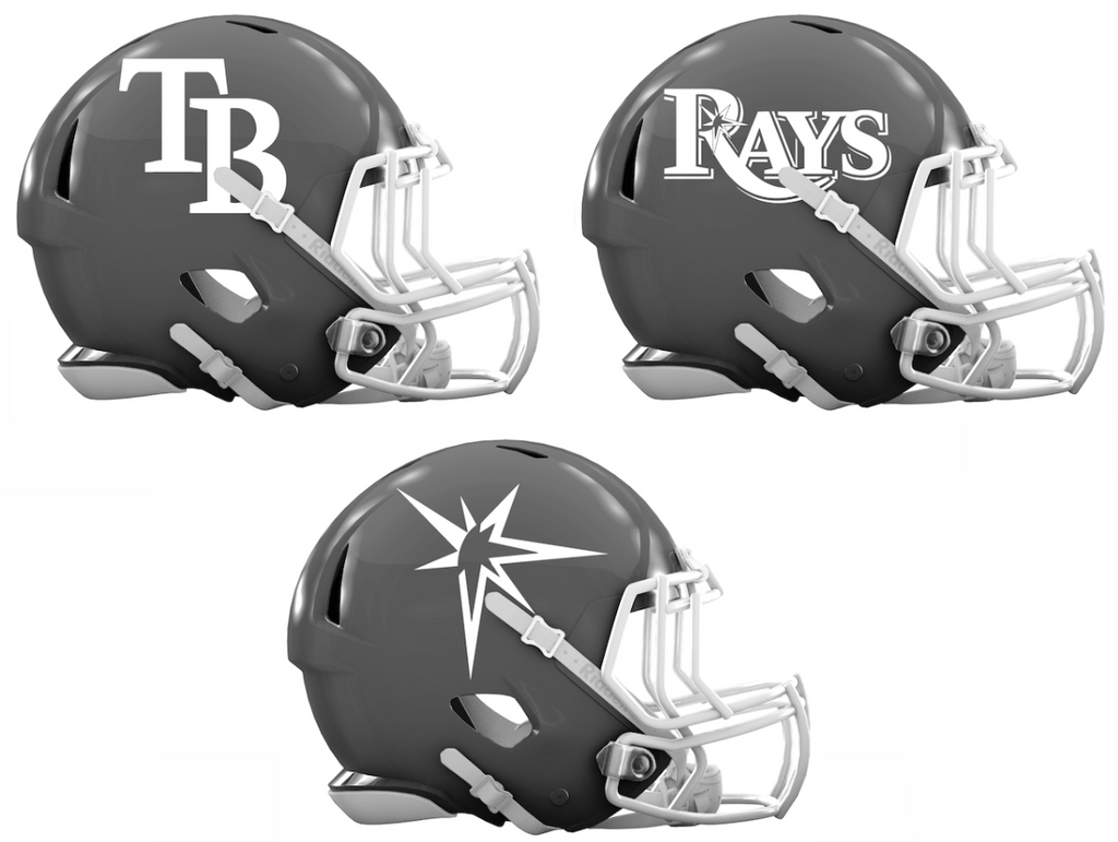 Tampa Bay Rays Custom Concept Gray Mini Riddell Speed Football Helmet - SportsJewelryProShop