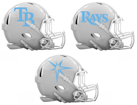 Tampa Bay Rays Custom Concept White Mini Riddell Speed Football Helmet - SportsJewelryProShop